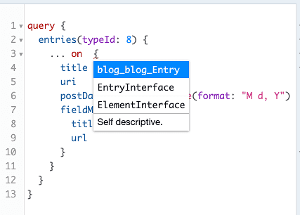Autocomplete of GraphQL types